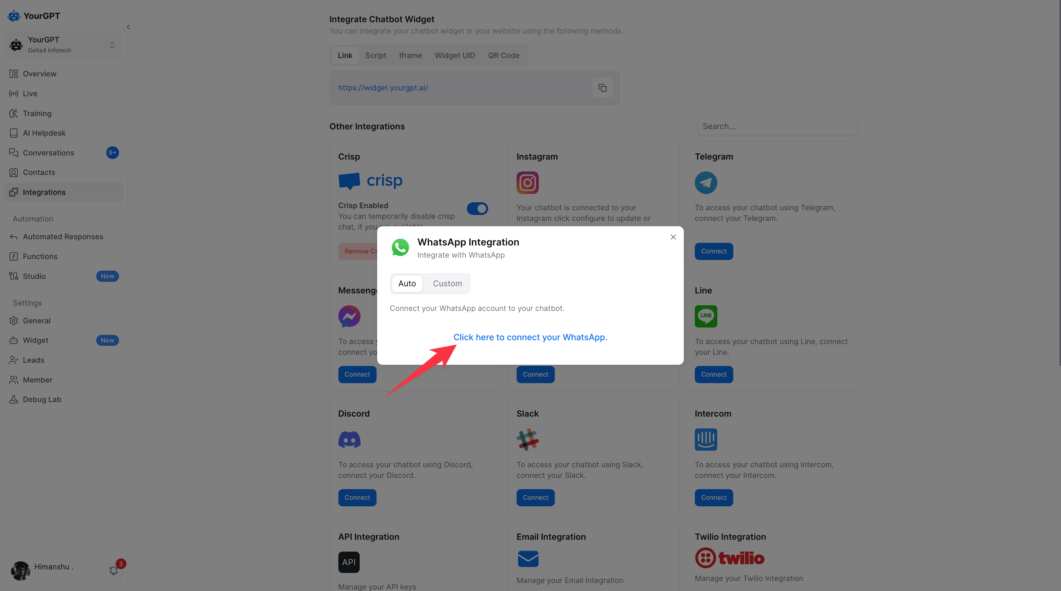 Whatsapp Auto Integration