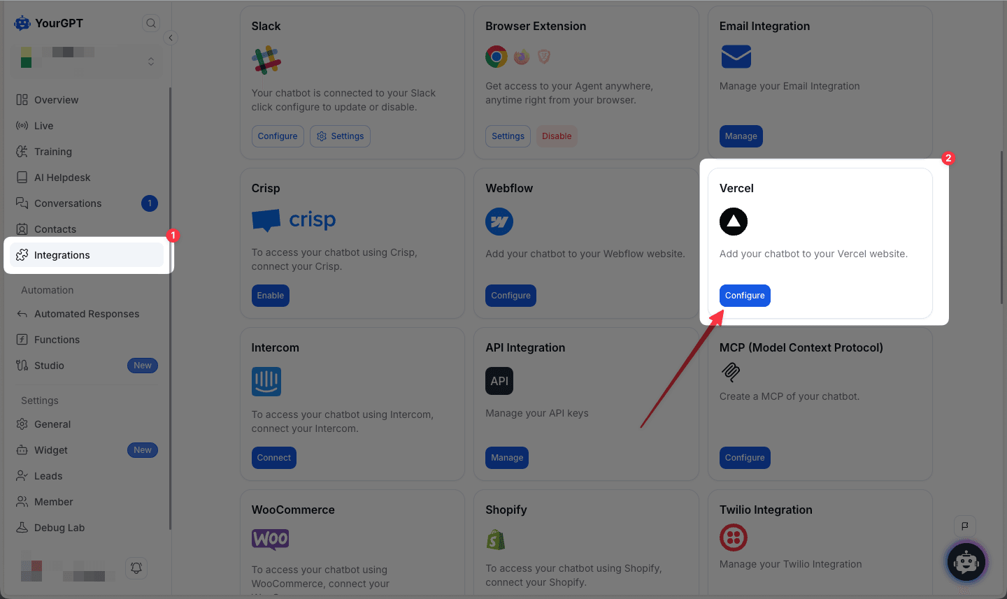 Navigate to Vercel Integration