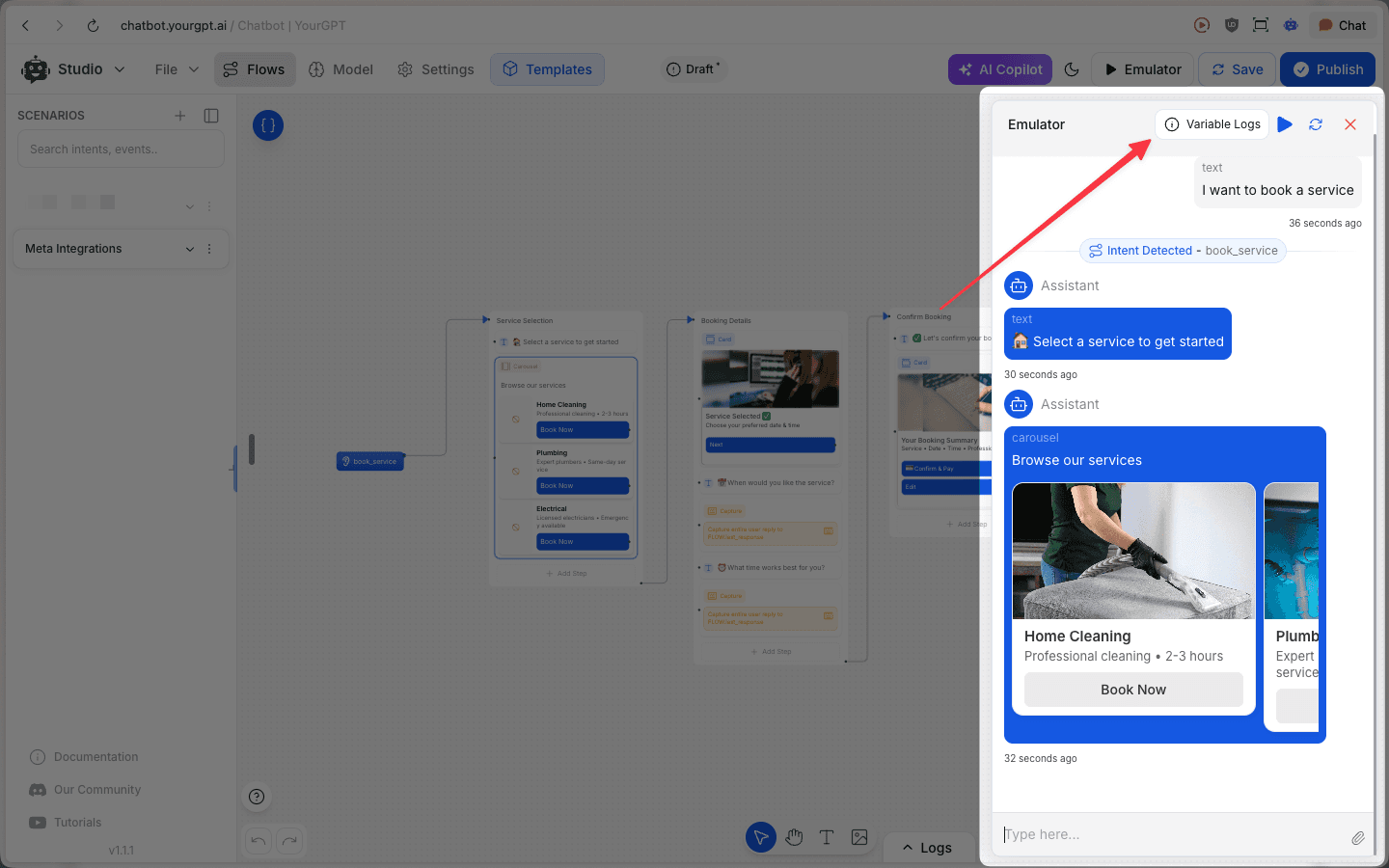Emulator and Variable Logs