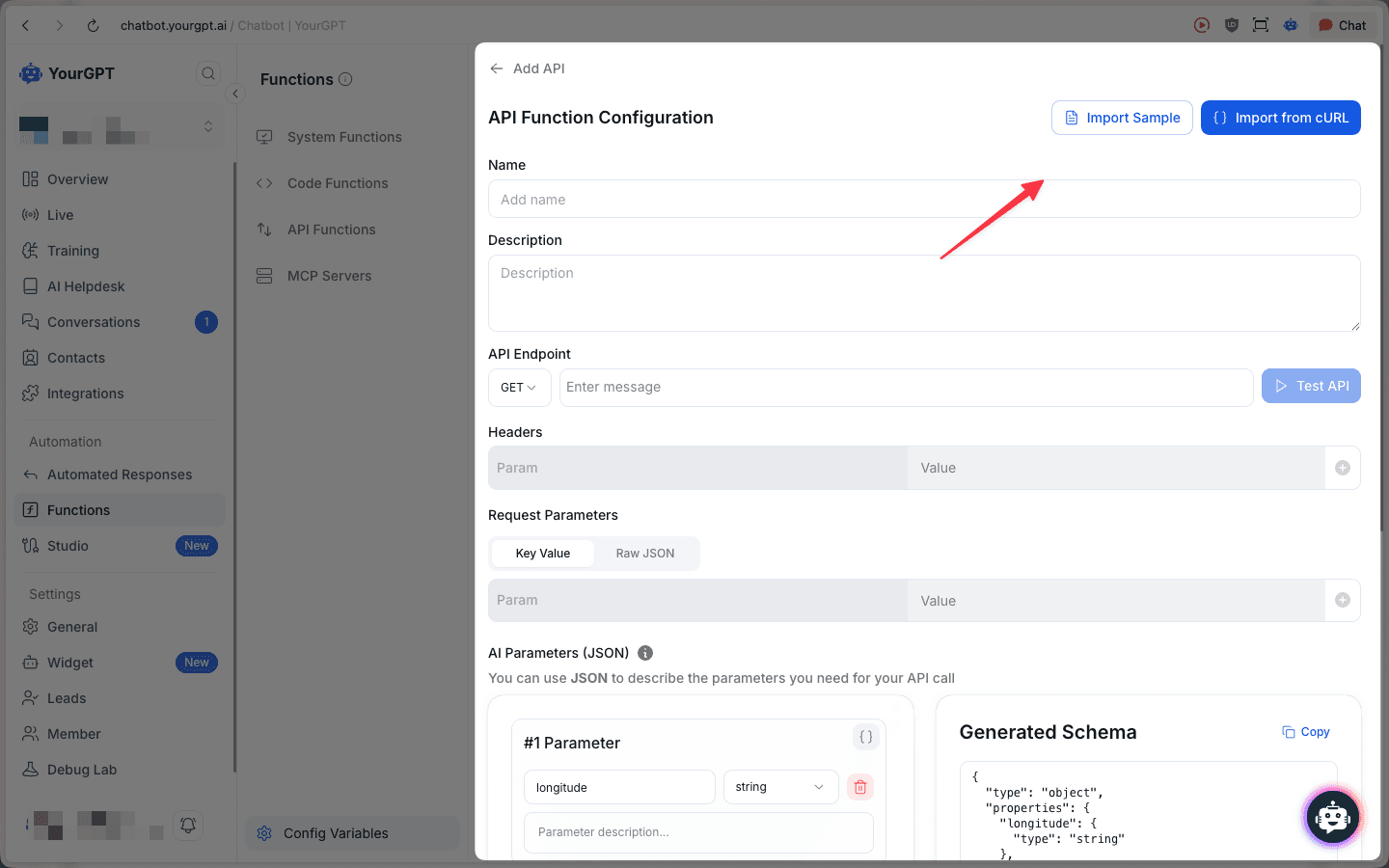 Configure API Function