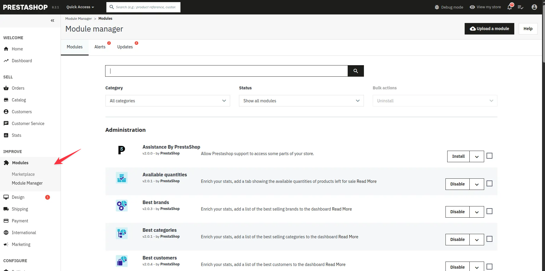 PrestaShop Admin Panel